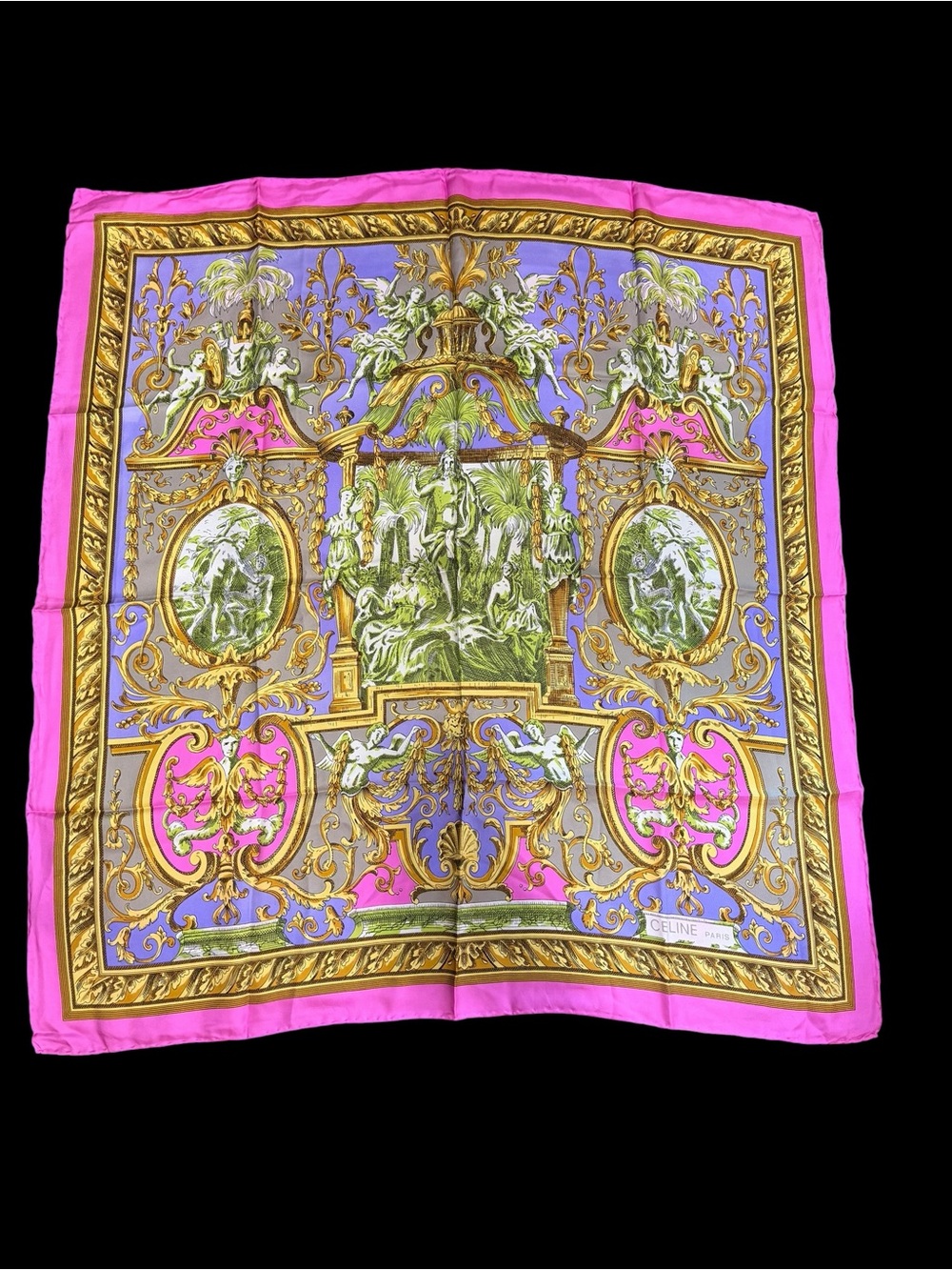 Celine Pink, Lavender & Gold Baroque Silk Scarf